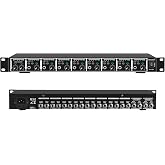 MIZISNR Headphone Amp, 8-Channel Rackmount Headphone Mixing Distribution Amplifier with Stereo/Mono Modes, 16 Headphone Outputs, LED Meters for Studio &amp; Live Sound Monitoring