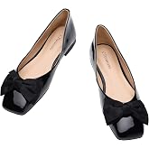 C.Paravano Flats for Women | Ballet Flats | Square Toe | Dressy Casual Shoe | Ballerina Flats, Bow Slip-On, Lambskin Leather Insole, Memory Foam, Low Heel, Office Work,Fashion &amp; Classic &amp; Chic