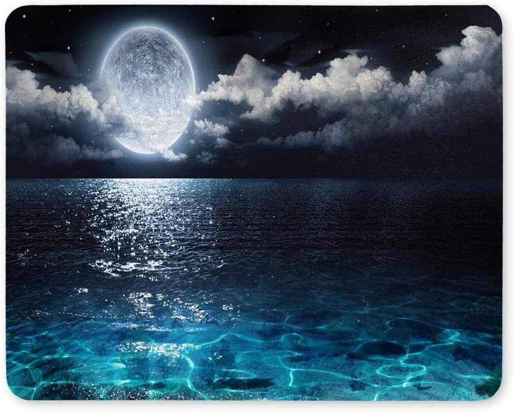 Amazon Com Romantic And Scenic Panorama With Full Moon On Sea Non Slip Thick Rubber Mousepad 9 84 X 7 87 Inches Office Products