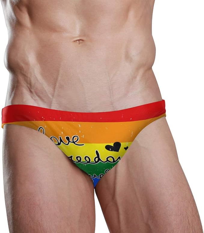 Sexy Men Swim Brief Rainbow Gay Pride Flag Beach Bikini for Men Swim