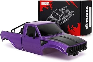 INJORA IR60 Pickup Hard Body Shell with Bed Rack for 1/18 RC Crawler TRX4M Defender Bronco(Purple)