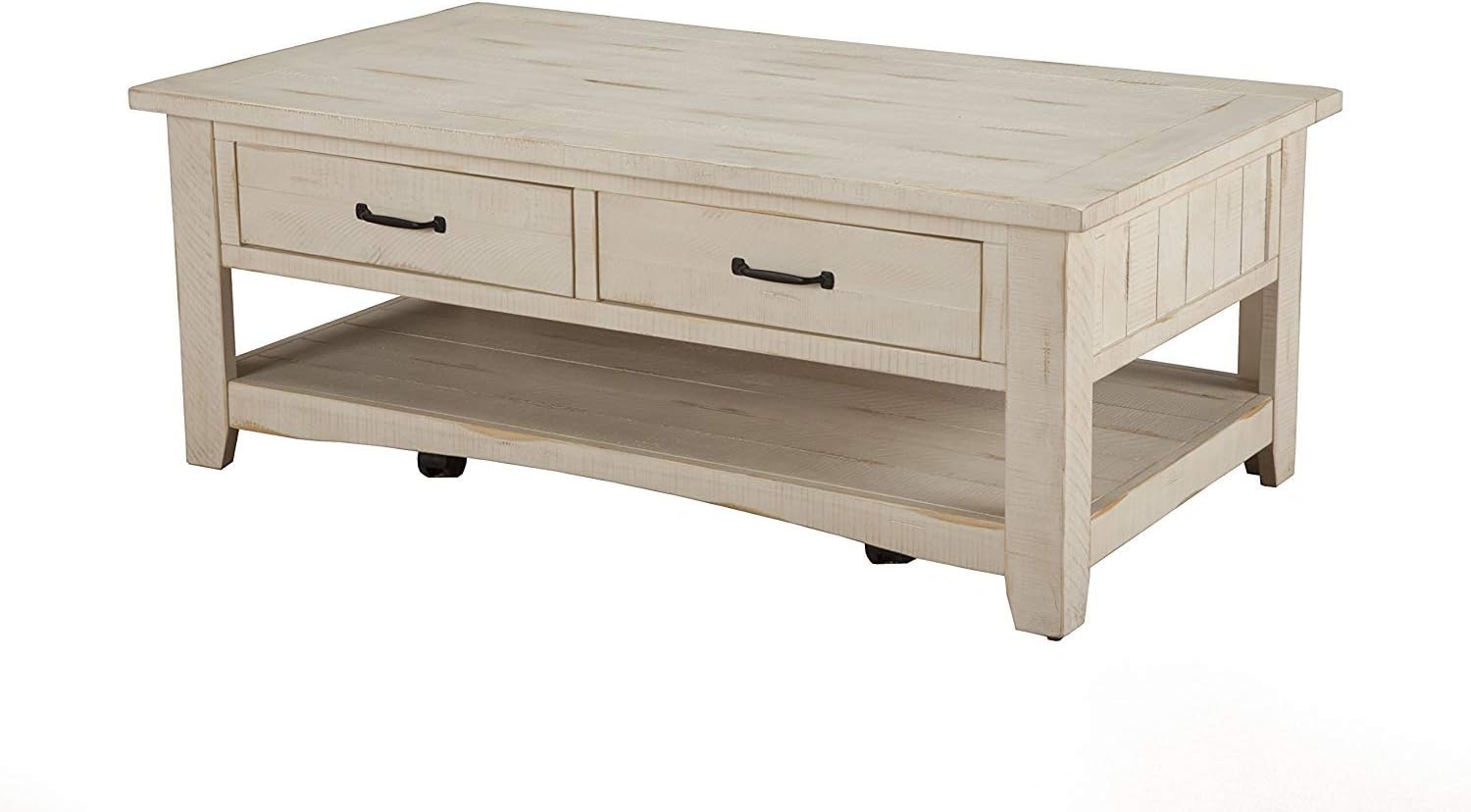 Benjara Benzara Bm178126 Wooden Coffee Table With Drawers White