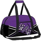 Cheer Kid Duffel Bag Collapsible Sports Gym Bags Travel Weekender Overnight Bag for Girls Boys Personalized Gymnastics Sleepover Bag Purple Black