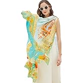 DANA XU Women's 100% Mulberry Satin Silk Pashmina Shawl Wraps Extra Large Floral Scarf for Evening Dresses, Soft Oversized