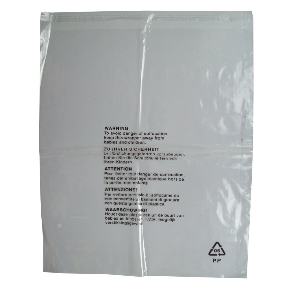 100 CLEAR TRANSPARENT PLASTIC SELF SEAL GARMENT CLOTHING RETAIL PACKAGING BAGS SAFETY WARNING - EXTRA LARGE XL SIZE 18x22" 450x550mm 38mu - CLOTHES T SHIRT STORAGE PROTECTION DISPLAY PACKING
