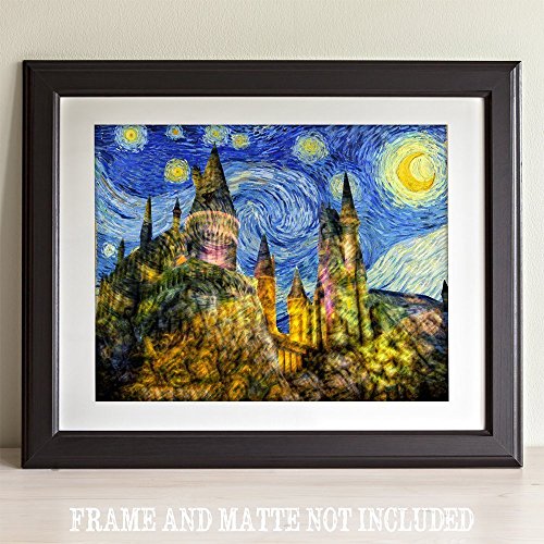 Starry Night Hogwarts Castle 11x14 Unframed Harry Potter Art