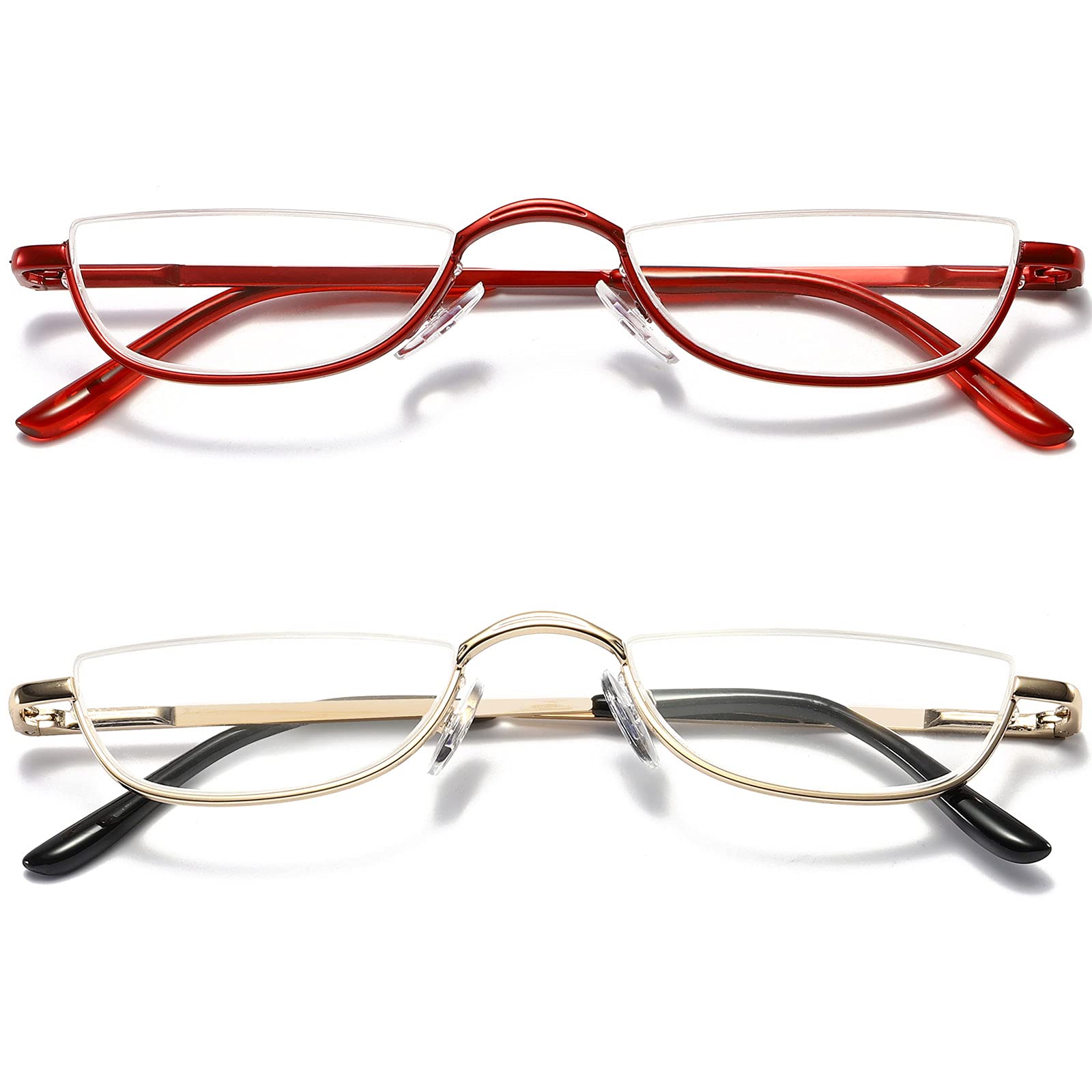 Buy VEVESMUNDO Reading Glasses Metal Half Glasses Classic Slim Spring