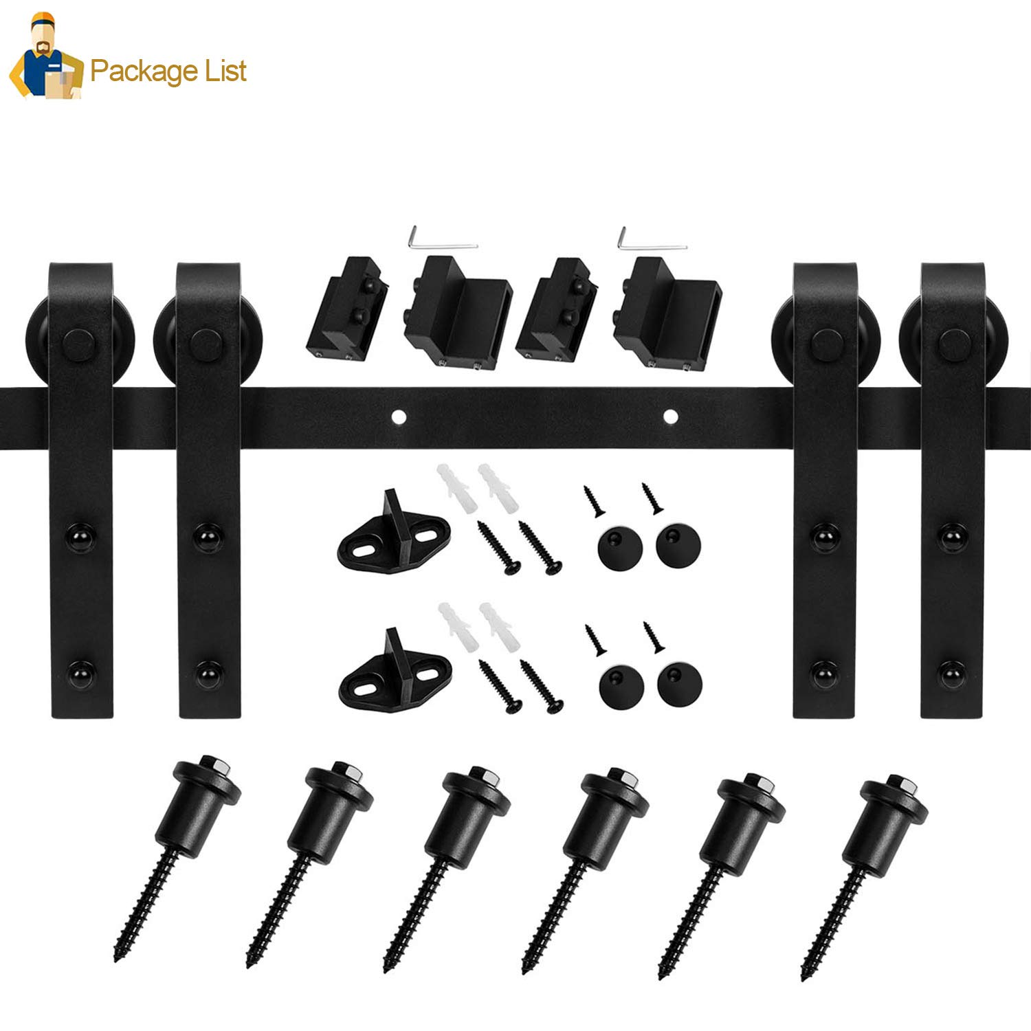 EaseLife 8 FT Double Door Sliding Barn Door Hardware Track Kit,Heavy