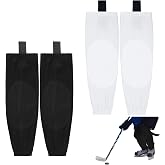 Tivi Tovo 2 Pairs Ice Hockey Socks for Men Adult, Solid Color | Ice Hockey Accessories, Polyester Socks, Black and White Junior Hockey Socks, Hockey Socks gift for Young and Adults Players