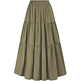 SCARLET DARKNESS Tiered Maxi Skirts for Women 2026 Summer Beach Flowy Renaissance Long Skirt with Pockets