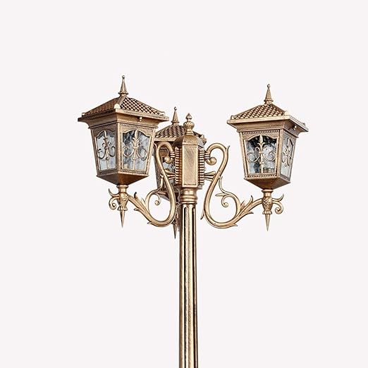 Amazon Co Jp 3 ライトヨーロッパの屋外防水街灯ポストランプ1 75mハイポール風景街灯ビクトリア芝生ガーデンライトビラピラーポストランタンレトロインテリアアルミコラムランプのパスフロアライト Color Bronze ホーム キッチン