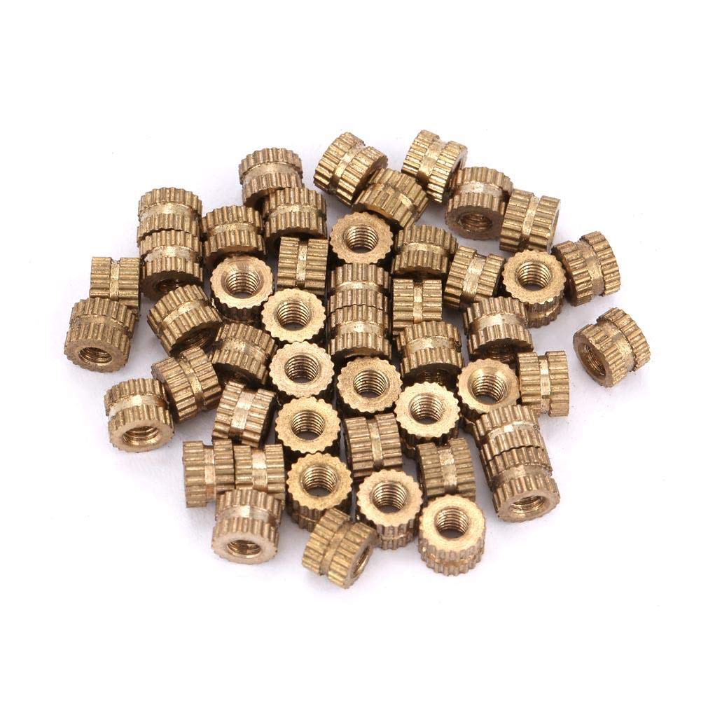 Brass Insert, 50pcs M3 Brass Cylinder Knurled Round Molded-in Insert Embedded Nuts(M3*5 * 5.3（50pcs）)