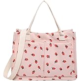 Strawberry Tote Bag for Women with Pockets Corduroy Crossbody Shoulder Handbags Purse for Work
