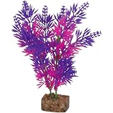 GloFish Plant Aquarium D&eacute;cor, Purple and Pink Medium, Fluorescent Under Blue LED Light