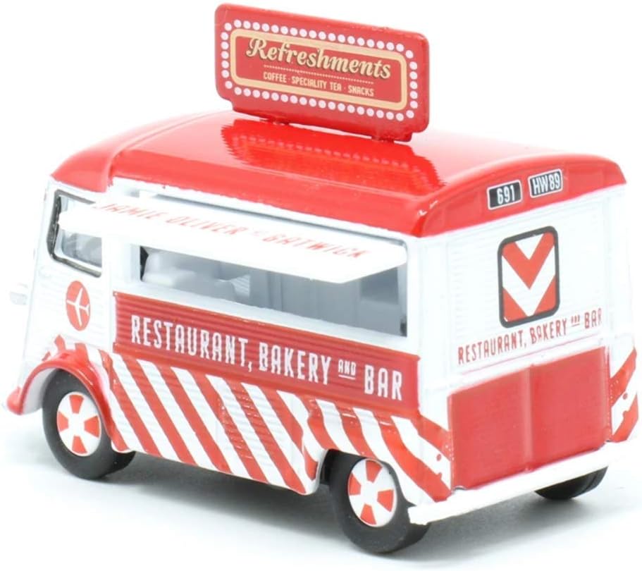 Oxford Diecast 1:76 Citroen H Catering Van Jamie Oliver at Gatwick Collectable model 76CIT002, Frothy Pink, Pale Blue, White - Image 3