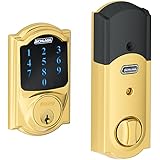 Schlage Z-Wave Connect Camelot Touchscreen Deadbolt with Built-In Alarm, Works with Amazon Alexa via SmartThings, Wink or Iris,  Bright Brass, BE469 CAM 605