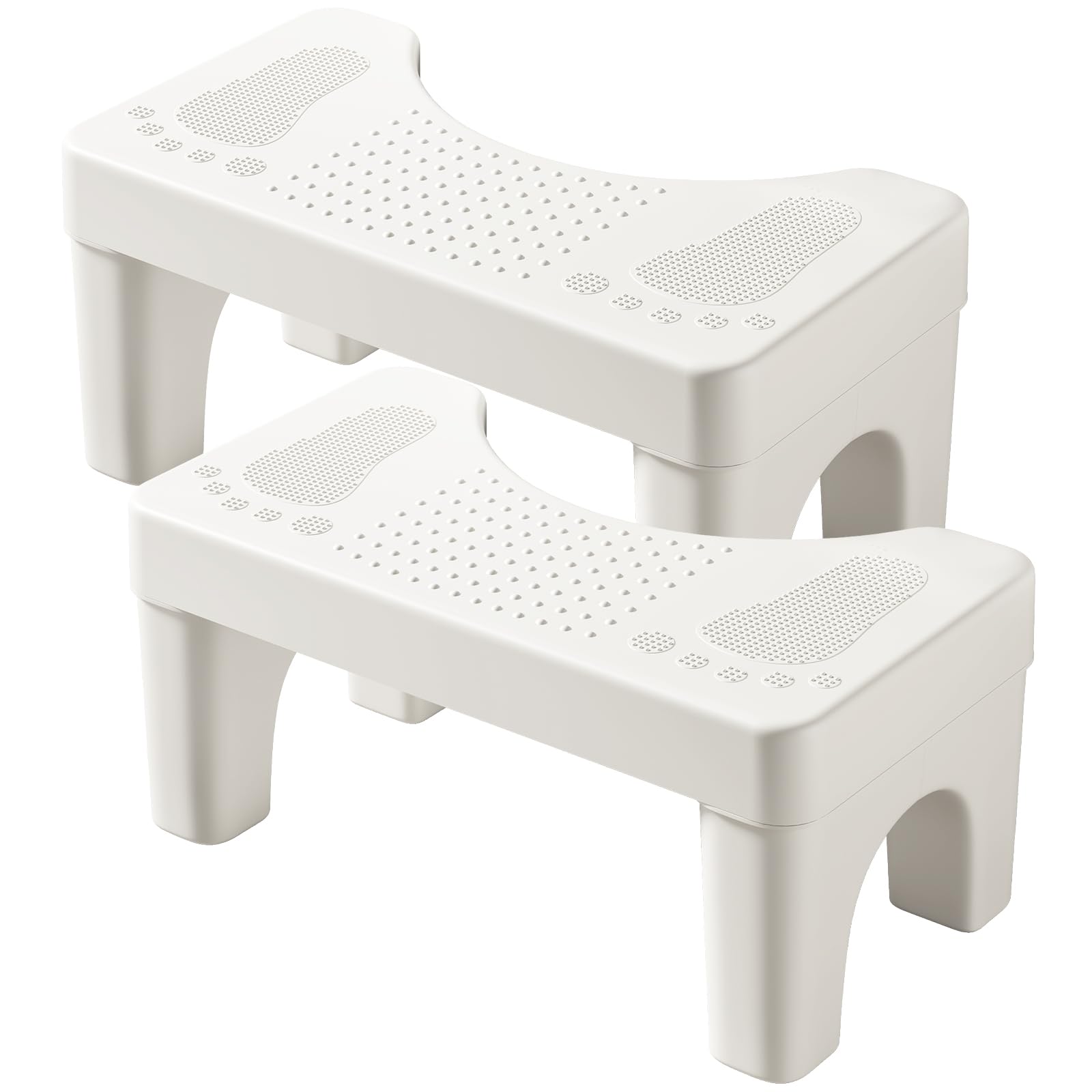 Photo 1 of 2 Pcs Squatting Potty Stool for Adults, 6.7 Inch Toilet Stool Squat Adult, Poop Stools for Bathroom Pooping, Non-Slip Toilet Step Portable for Travel, White