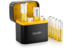 Zepath Rechargeable AA Lithium Batteries 8 Pack with Fast Charger, 3600mWh High Capacity 1.5V High Power AA Lithium ion Battery,Double A Batteries up to 2000+ Cycle Times