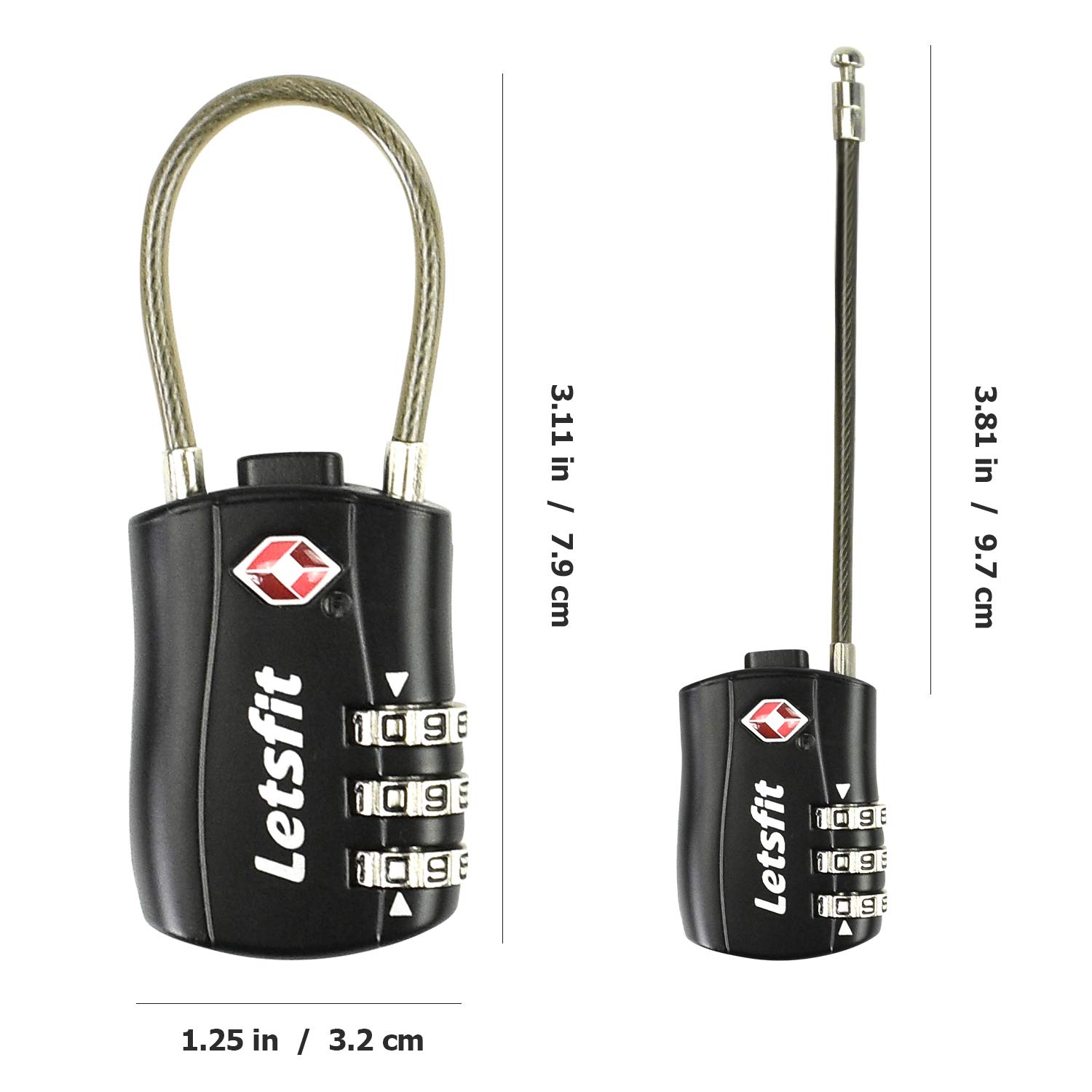 TSA Approved Luggage Lock, Letsfit Travel Lock for Suitcases, Small Padlock for Luggage, 1 Pack Black