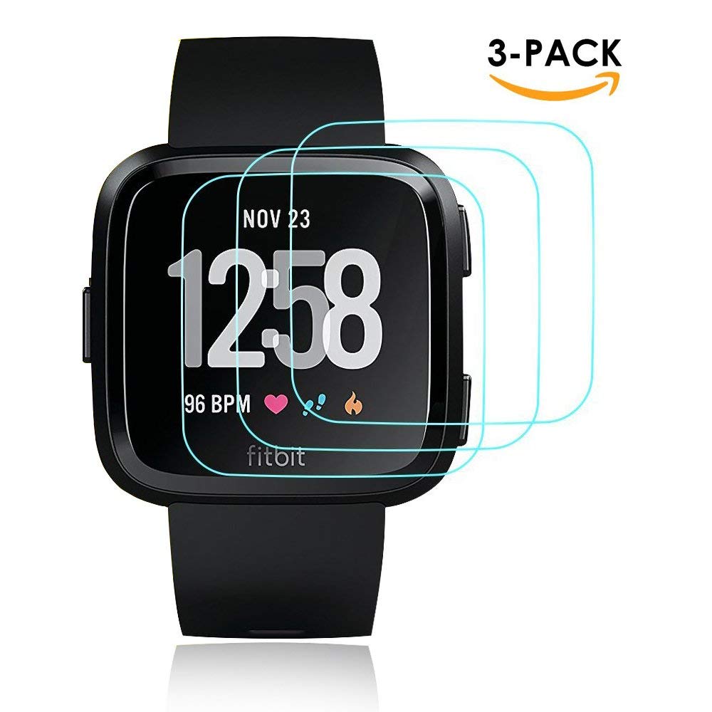 Fitbit Versa Tempered Glass Screen Protector, XBRN 2.5D Round Edge 9H Hardness HD Clear Bubbles-Free Screen Shield for Fitbit Versa Smart Watch (3 Packs)