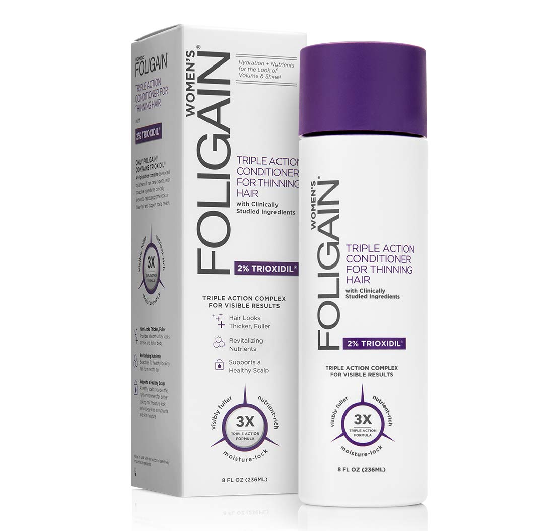Foligain Triple Action Conditioner For Thinning Hair For Women with 2% Trioxidil | Hair Stimulating Conditioner | Women's Volumizing Conditioner (8oz): Beauty