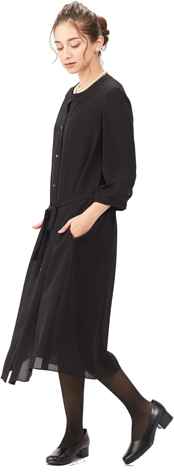 Amazon 前開きバンドカラーシャツワンピロング丈 ワンピーススーツ 通販