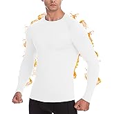 Roadbox Men's Thermal Compression Base Layer Shirts, Fleece Lined Long Sleeve Quick Dry, Athletic Cold Weather Workout Top