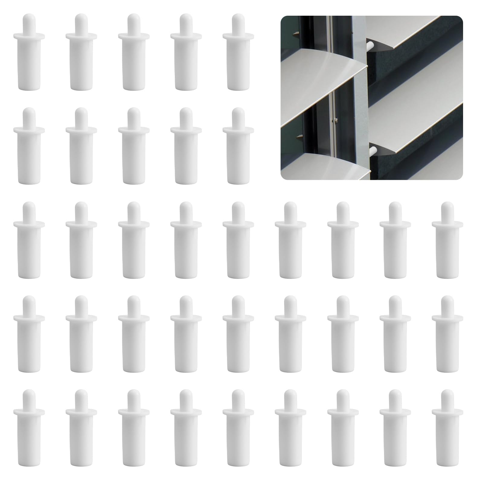 UFURMATE Shutter Pin 100Pcs White Replacement for Window Plastic Spring Loaded Louver Blinds Plantation Shutter Pin (Dia. 5mm/0.2in)