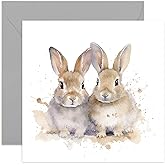 Old English Co. Watercolour Rabbits Greeting Card for Birthday - Cute Wedding Anniversary Card for Wife Husband - Wildlife Art Card for Thinking of You, Thank You, Just Because | Envelope
