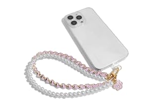 AGEN KGEN Phone Charm Anti Lost Phone Wrist Strap Pearl Beaded Phone Chain Double Chains Hand Wrist Phone Straps for Keychain Phone Wallet Camera