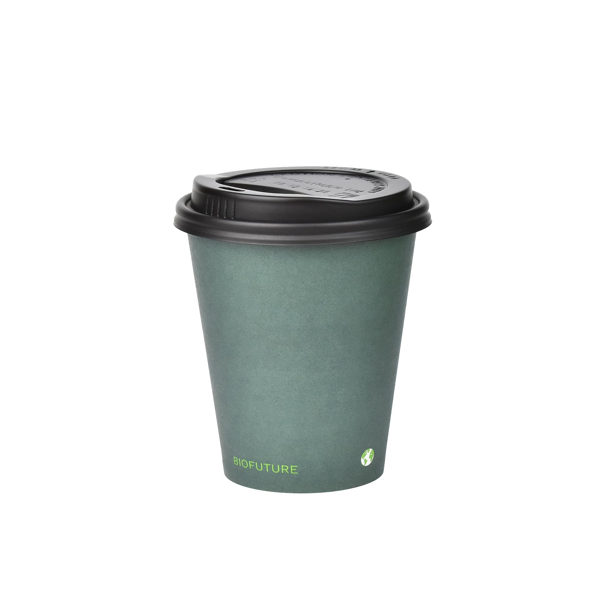 BIOFUTURE Biodegradable Coffee Cups – Green, 50 Count Disposable, 6 Ounce Paper Cups with Lids – Eco-Friendly and 100% Compostable – Ideal for Tea, Coffee, and Hot Drinks (50 Pcs, Green, 6oz)