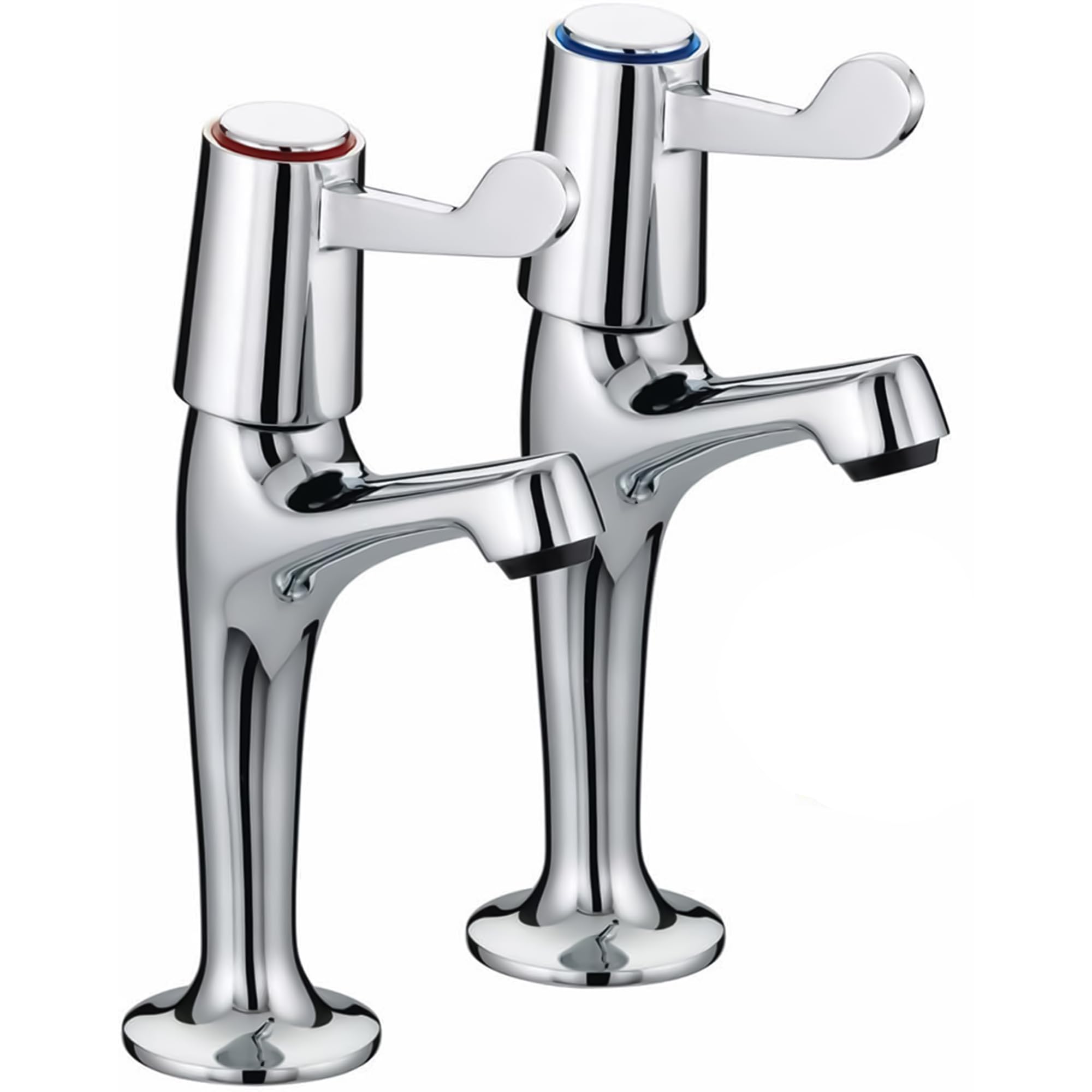 Pair of Chrome Lever Type Kitchen Sink Pillar Tall Leg TAPS Pair Easy USE Set