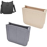 WADORN 2 Colors Felt Handbag Insert Organizer, Tote Bag Organizer with Pockets for Hermes Evelyne 16 Microfiber Purse Insert Liner Bag Interior Shaper Rectangle Compartments (Khaki, Grey)