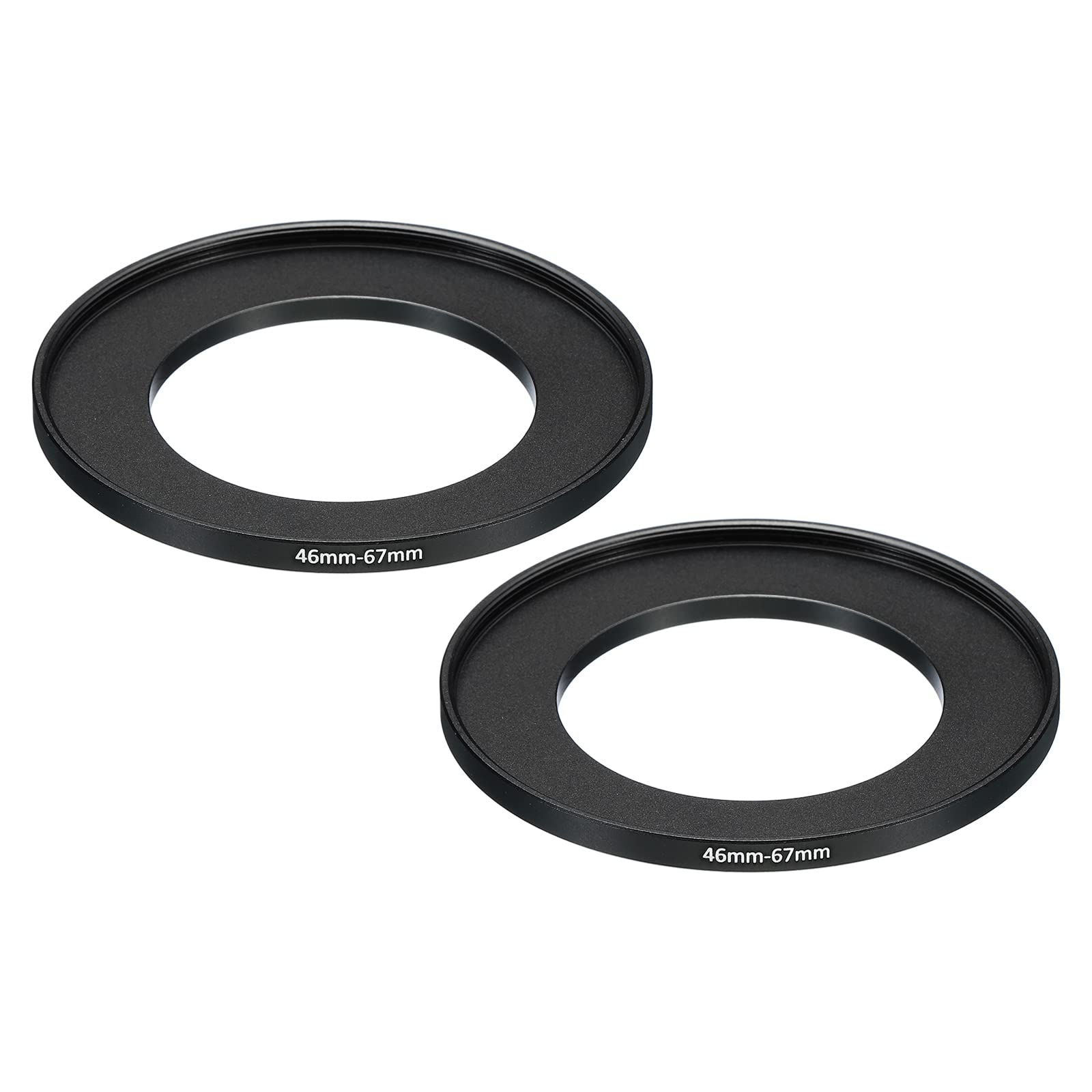 PATIKIL 46mm-67mm Metal Step Up Ring, 2 Pack Camera Lens Filter Adapter Ring Aluminum Filter Adapter Ring for Camera Lenses Hood, Black