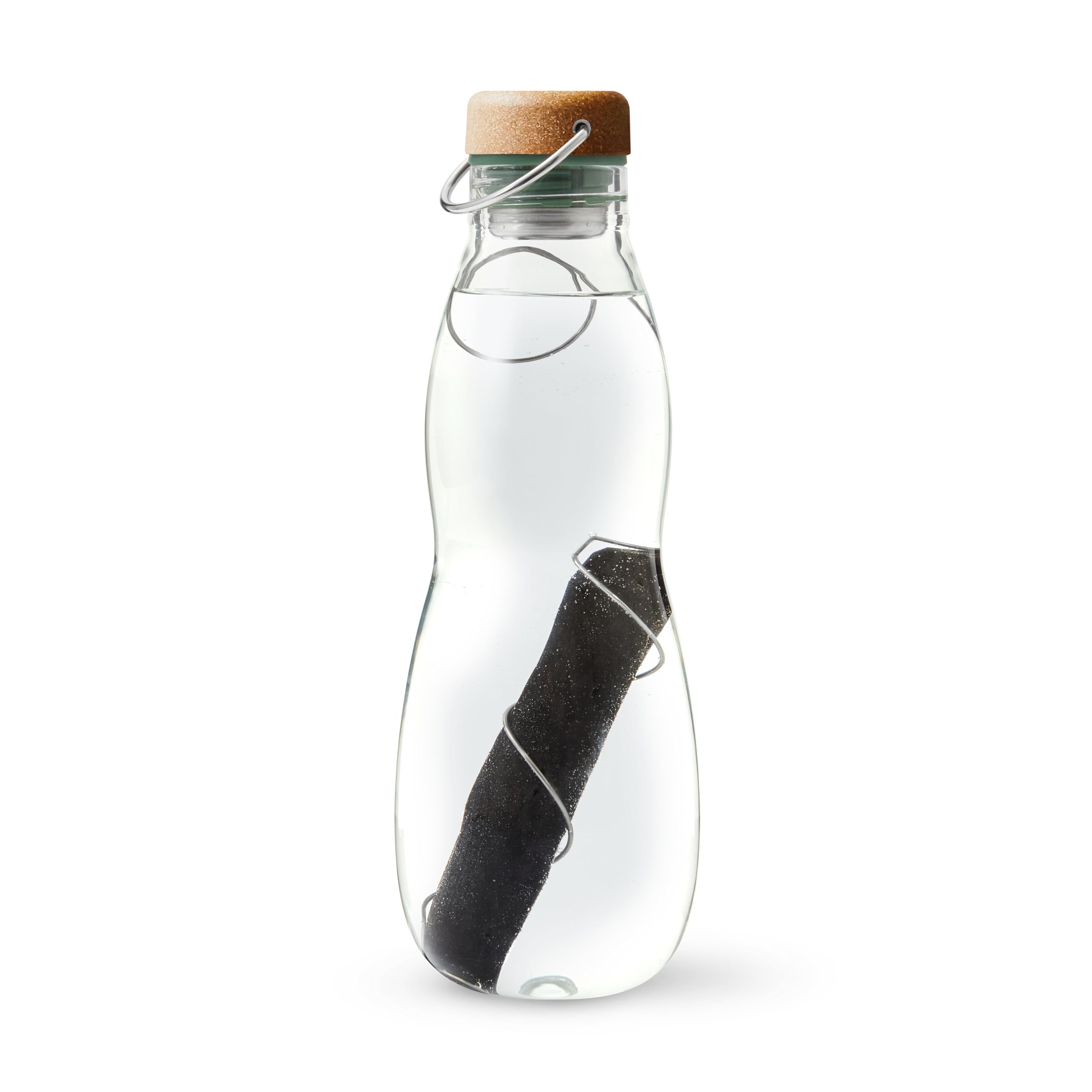 Black+Blum - Eau Good Glass Water Bottle - Leak Proof Borosilicate Glass Bottle with Screw-Fit Wood Fibre Lid, Carry Loop and Protective Sleeve - Olive - 650ml