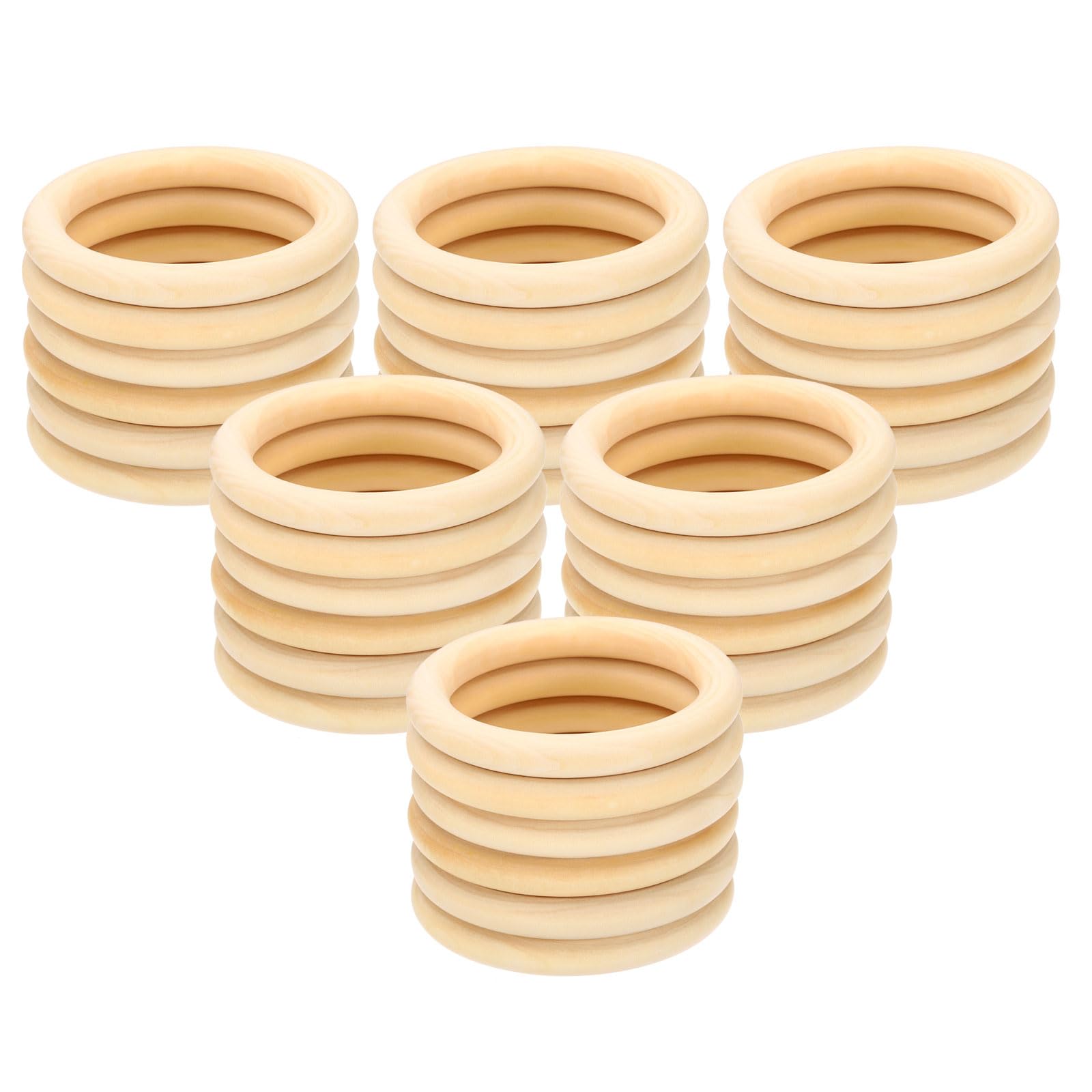 PATIKIL Wooden Rings for Crafting, 36 Pcs Smooth Macrame Wood Rings for Macrame Jewelry Making DIY Crafts, 3.3"