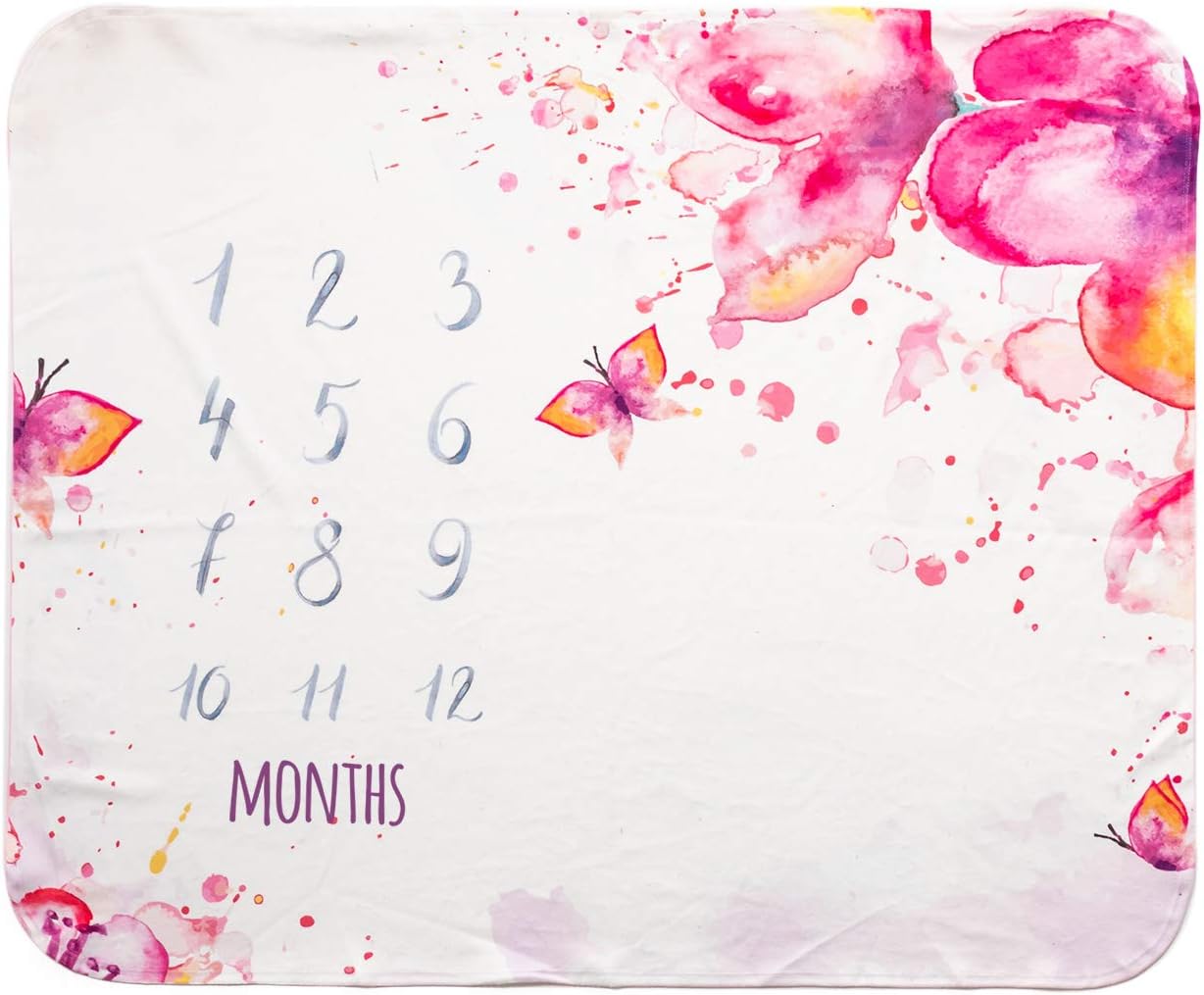 Baby Girl Milestone Blanket, New Mom Shower Gift for Month Milestone Photos | Soft and Fleece Monthly Milestone Mat for Baby Girls | Soft Fleece and Large Playmat