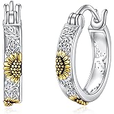 POPLYKE Sterling Silver Flower Hoops Earrings Small Huggie Earrings Jewelry Gift for Women