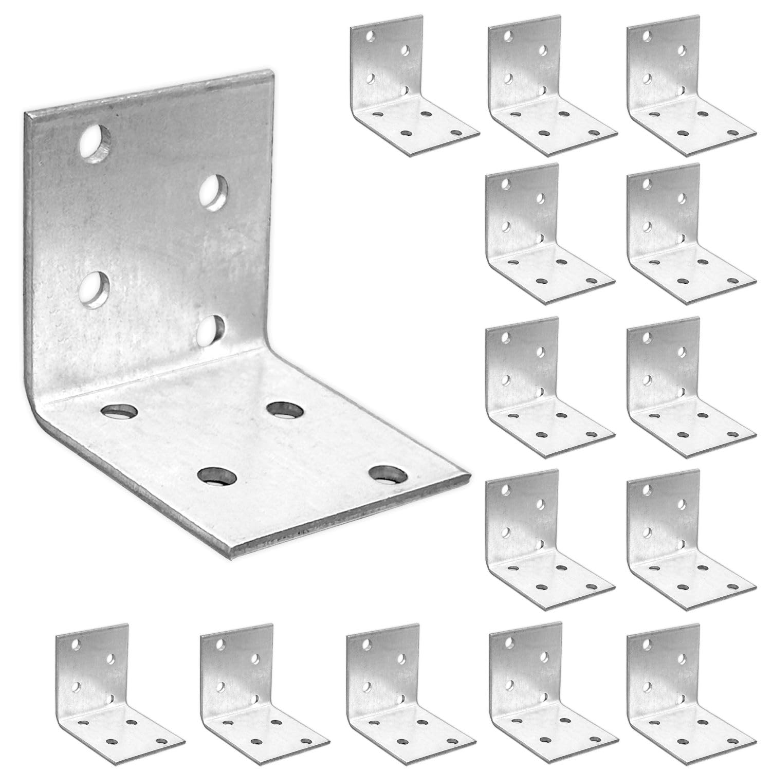 OMIDEAS 15 x Angle Brackets (40 x 40 x 40 x 2) Corner Metal Braces Wood Timber Galvanised Steel Sheet Connecting Joining Fixing L Repair Connector