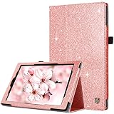BENTOBEN Case for Amazon Fire HD 10 Tablet (9th/7th/5th Generation,2019/2017/2015 Release)-Bling Sparkly Folding Stand Cover with Stylus Holder &Auto Wake/Sleep Smart Case for Fire HD 10, Rose Gold