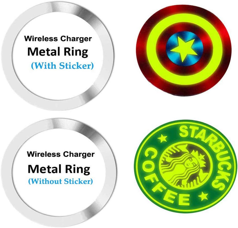 Metal Rings for Magnetic Wireless Car Charger + Luminous Night Glowing Metal Plates Iron Discs for Common Magnetic Phone Mount Holder