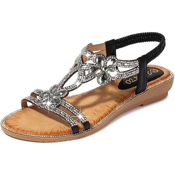 URVIP Women's Handmade Rhinestone Sandals - Open Toe Low Heel Pumps, Bridal & Casual Shoes, Cashmere Microfiber - View #11