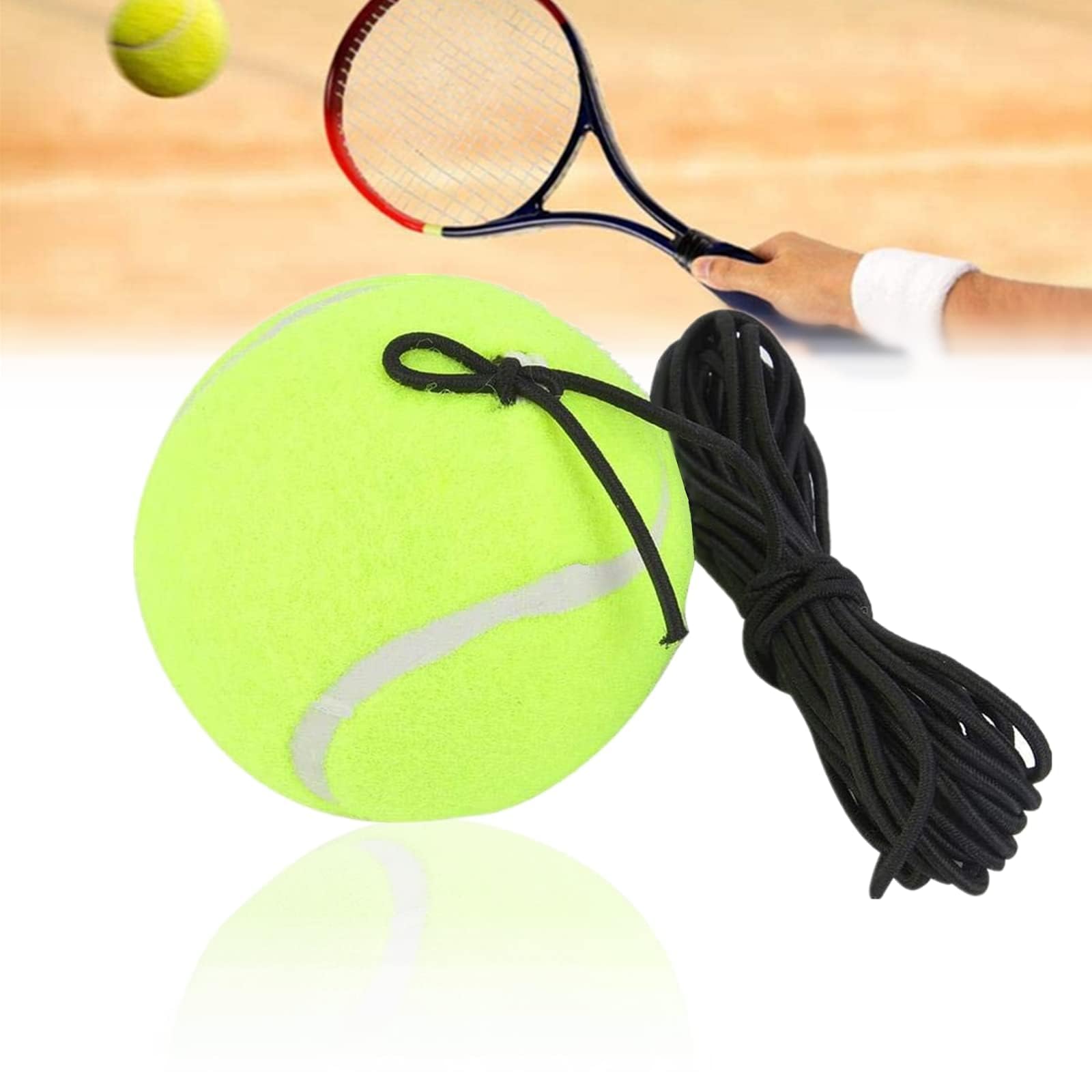 Tennis Ball for Training with 4M Elastic Rubber String Tennis Trainer Rebounder Ball Rubber Band Ball for Beginner Daily Training/Advanced Training