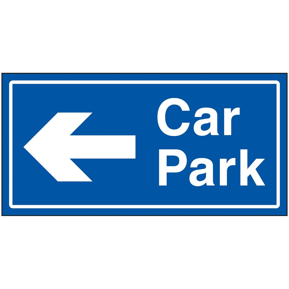 V Safety Car Park Arrow Left Blue Sign - 600x300mm - Blue Rigid Plastic