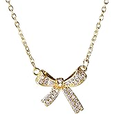 S.ROMZA Gold Bow Necklace for Women Cubic Zirconia Bow Pendant Choker Insect Animal Necklace Trendy Necklaces for Women Gold Jewelry Gift