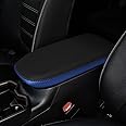 INTGET Center Console Armrest Cover for Toyota RAV4 Accessories 2025 2024 2023 2022 2021 2020 2019 Leather Middle Console Lid Cover Pad Protector Arm Rest Covering Car(Black with Blue)