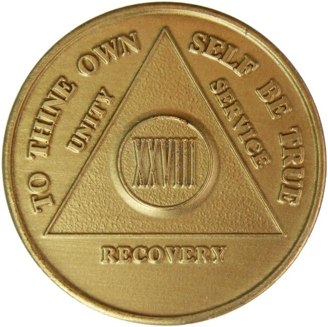 28 Year Bronze AA (Alcoholics Anonymous) - Sober/Sobriety/Birthday/Anniversary/Recovery/Medallion/Coin/Chip