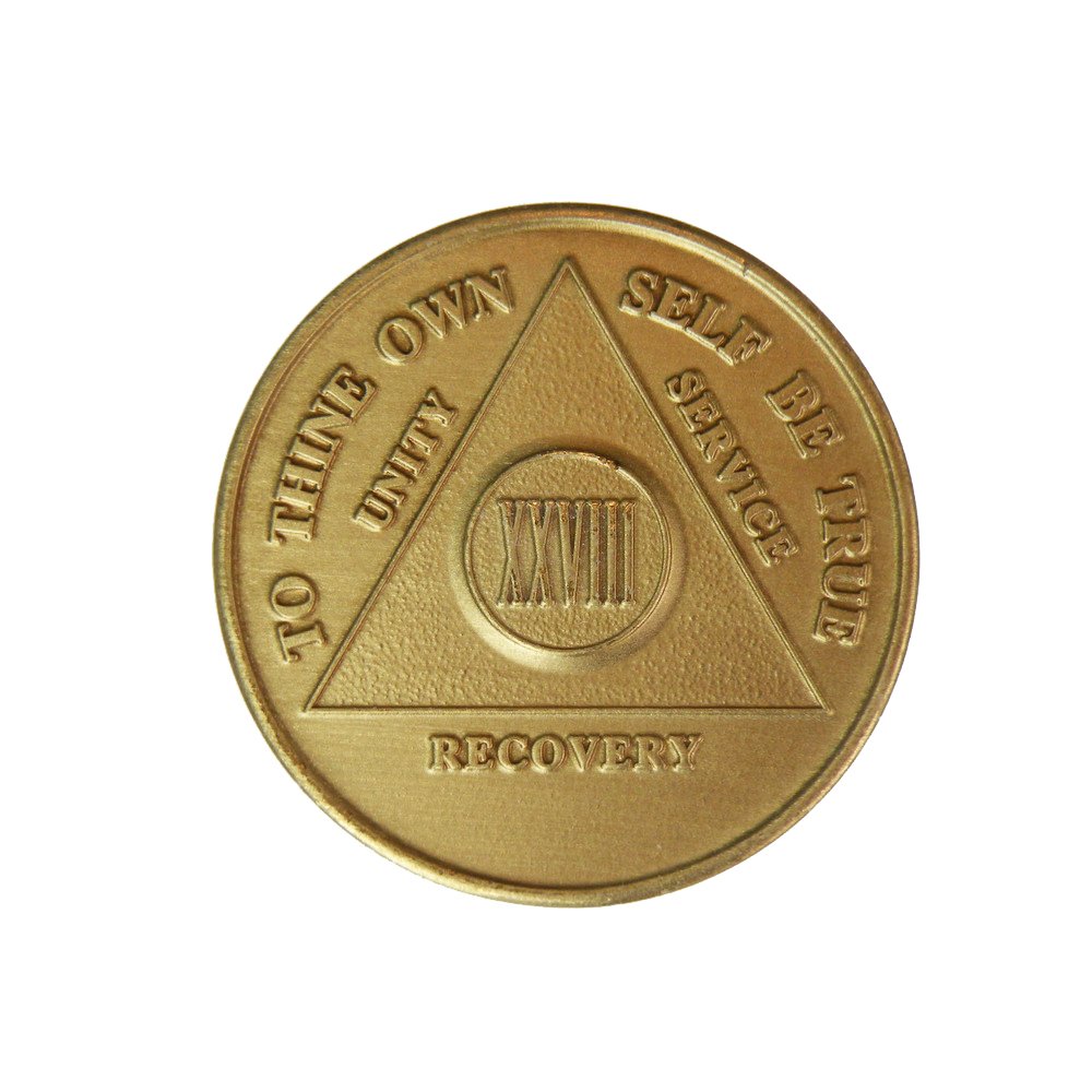28 Year Bronze AA (Alcoholics Anonymous) - Sober/Sobriety/Birthday/Anniversary/Recovery/Medallion/Coin/Chip