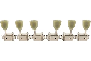 Musiclily Pro 3+3 Vintage Guitar Tuners String Tuning Pegs Keys Machine Heads for Les Paul Style Electric and Acoustic Guitar,Nickel with Keystone Button