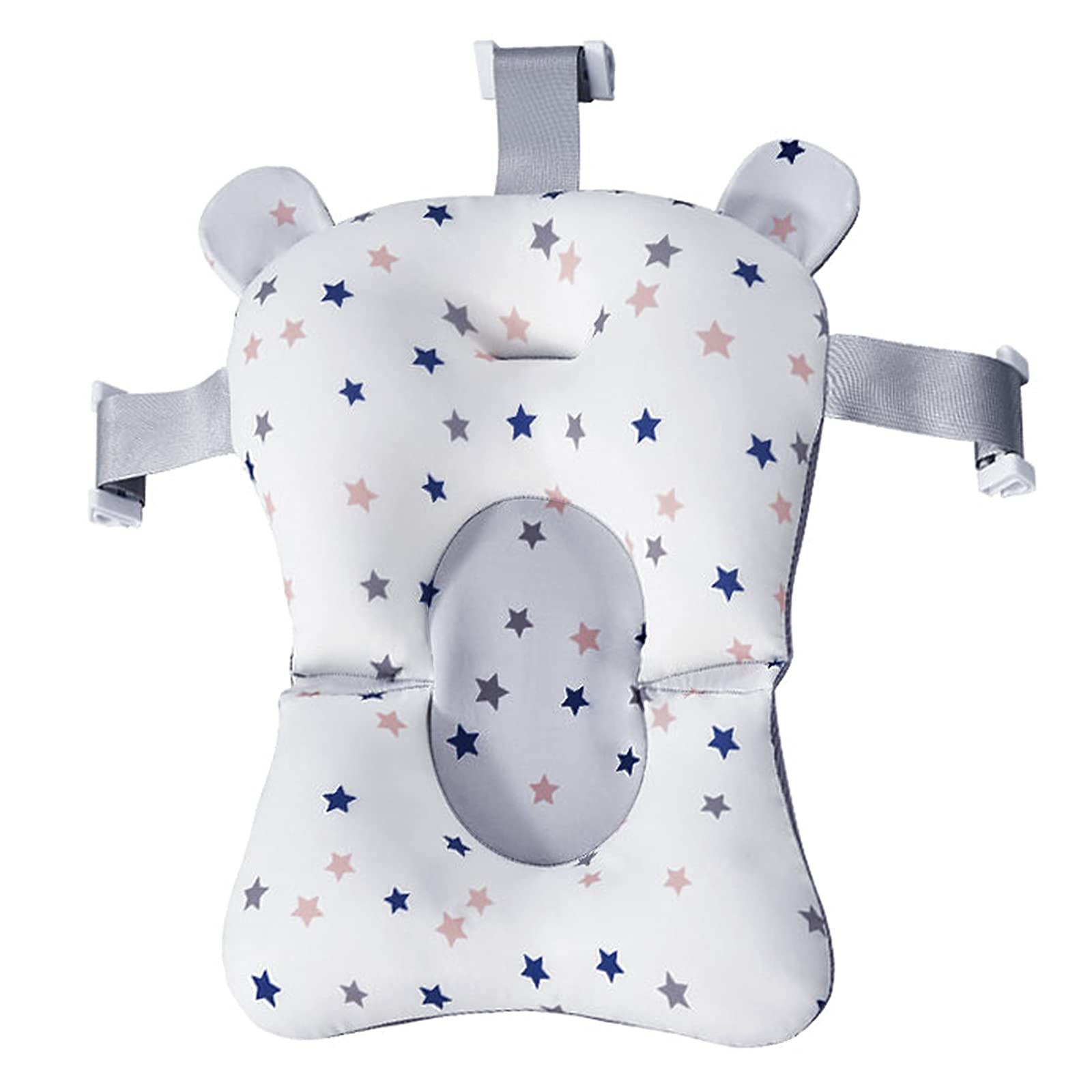 Moonlove Baby Bath Mat Pad for Bathtub, Newborn Anti Slip Soft Floating Bathing Seat Baby Bath Pillow Infant Bathtub Support Cushion Net for Baby 0-12 M, With Stars